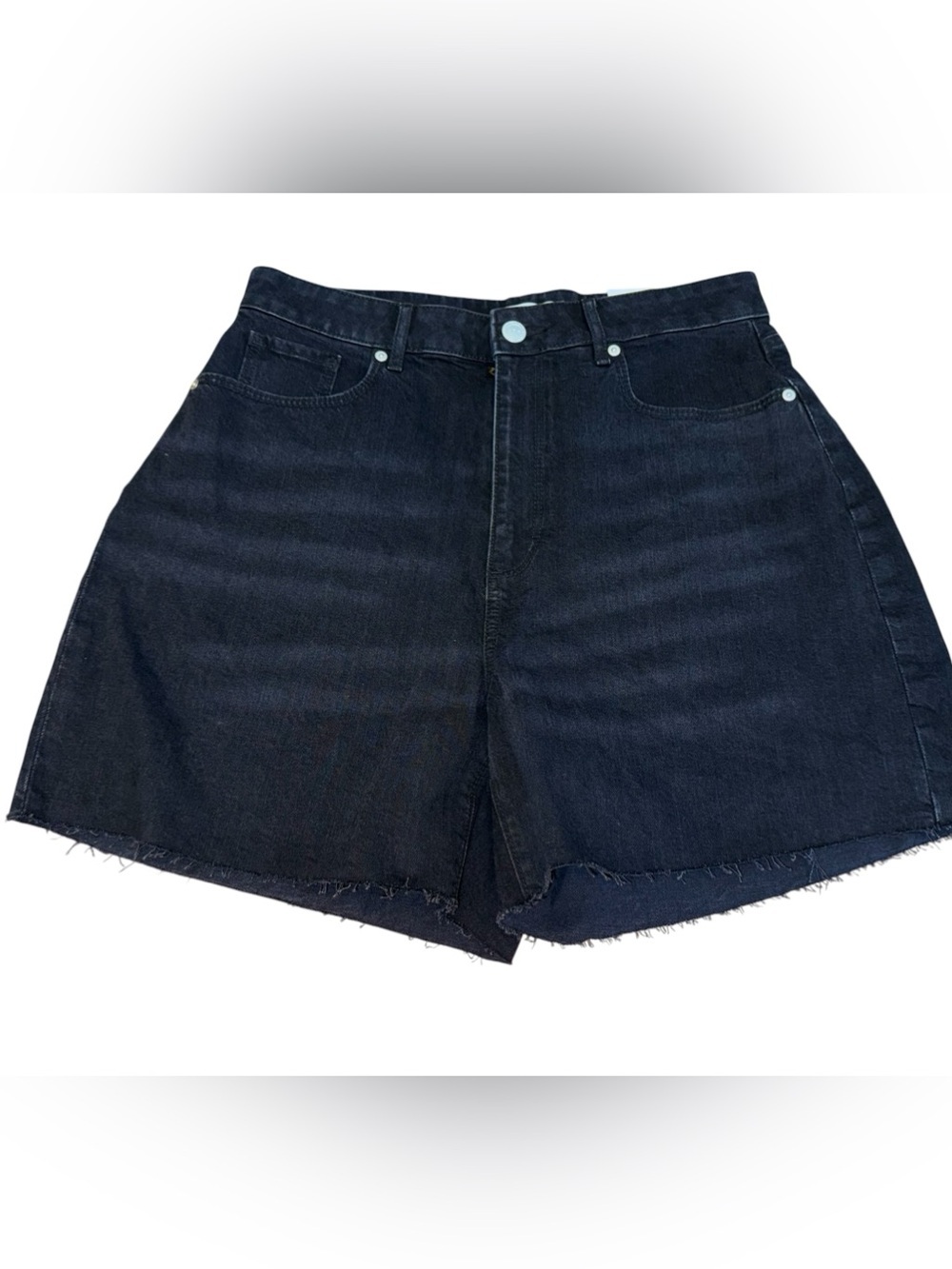 Loft NWT Curvy High Rise Boyfriend Denim Shorts 8 Black Raw Hem Summer Festival